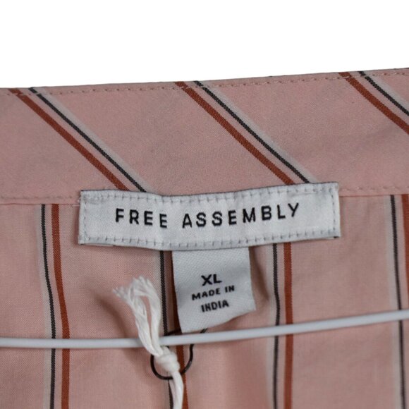 Free Assembly Blouse XL Womens Striped Boho Peasant Long Sleeve V Neck Cottage - Picture 3 of 7